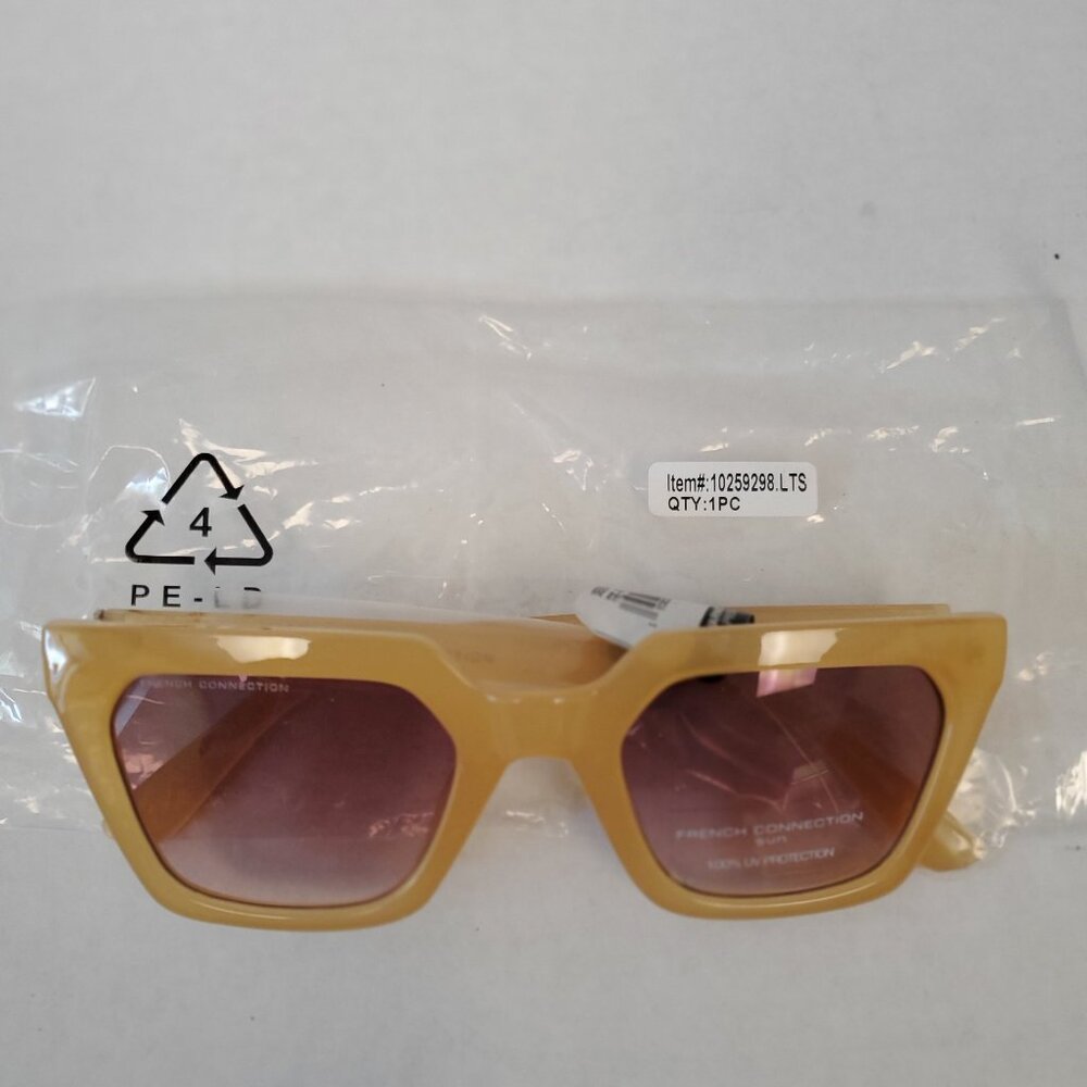 French Connection chunky square sunglasses with gradient lens-Sunny Yellow NWT